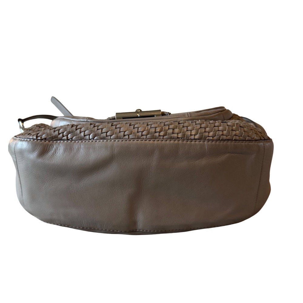 Coach Kristin Woven Leather Hobo Bag‎ Grey Taupe L1120-19312 Crossbody Handbag - Picture 6 of 12